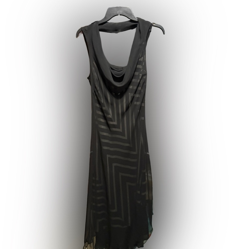 Black Backless Sleeveless Dress with Draped Back